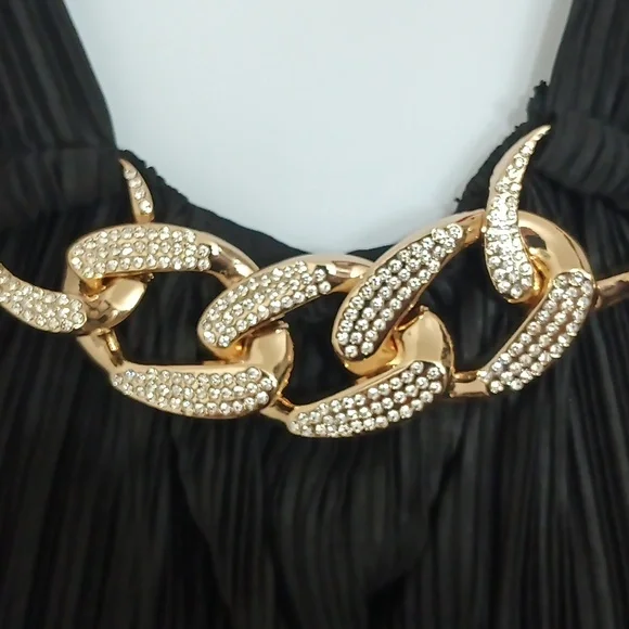 NWTπFREE GIFT INCLUDED Raffle Double-Layer Gold Crystal Chain Necklace Blouse - Picture 8 of 17